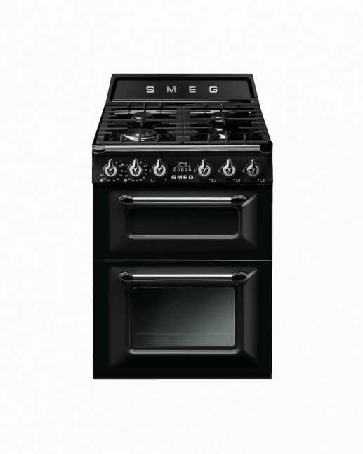 TR62BL | 60CM Black Victoria Cooker with Dual Thermo-ventilated Ovens & Gas Hob