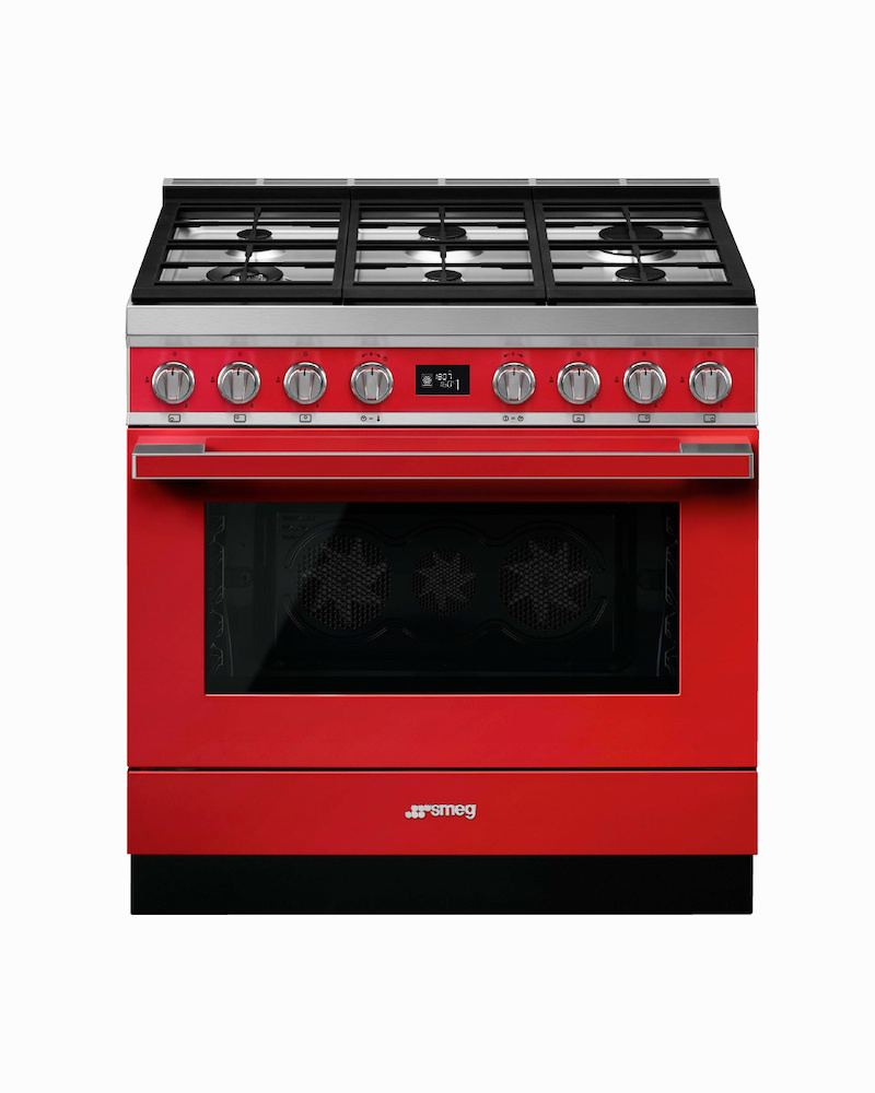 CPF9GPR | 90CM Red Portofino Cooker with 6-Burner Gas Hob Thermo-ventilated